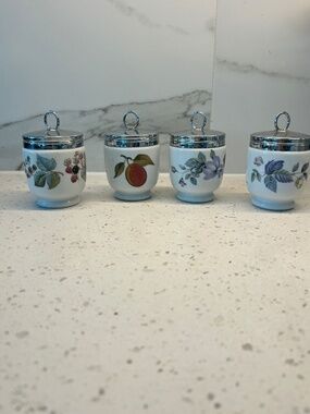 Four Vintage Royal Worcester English Porcelain Egg Coddlers